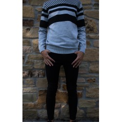 Pull Homme gris/blanc