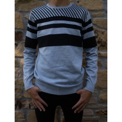 Pull Homme gris/blanc